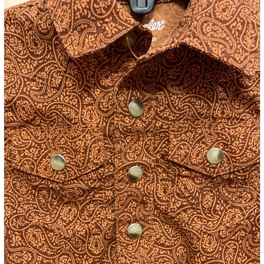 Wrangler Infant Brown Paisley Button Up One Piece 0-3 Months. 3609